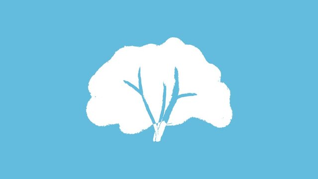 Isolated white simple abstract winter tree cartoon illustration in footage video