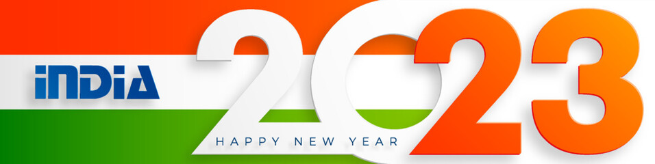 Happy New Year 2023, festive pattern with India flag concept