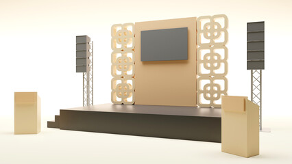 3D rendering of Stage design and sound system for presentation business