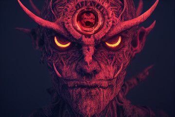 Scary demon devil monster. Generative AI - obrazy, fototapety, plakaty