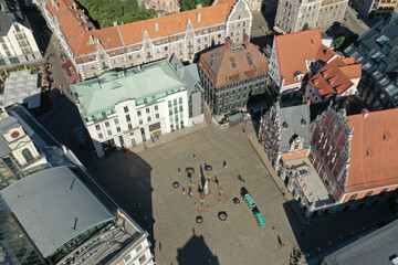 Riga Main Square from Above of Latvian Capital one of the Baltic States - obrazy, fototapety, plakaty