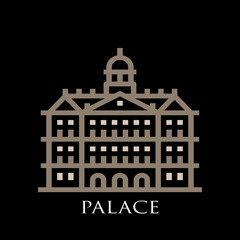 palace icon on black background vector illustration