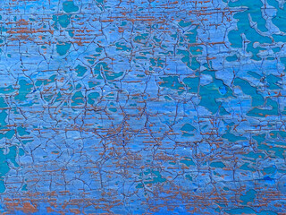 Blue corroded rustic metal wall. Rusty metal texture background