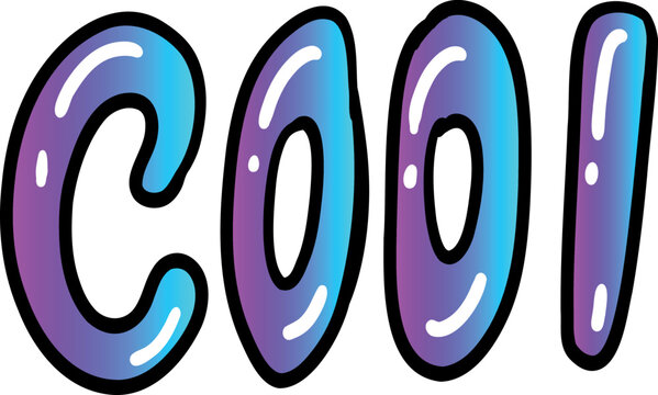 Vector Neon Doodle Style Cool Text Isolated on White Background Social Media and Website Design Element. Isolated Cool Word in Puffy Style. Idea expression hand drawn design element.