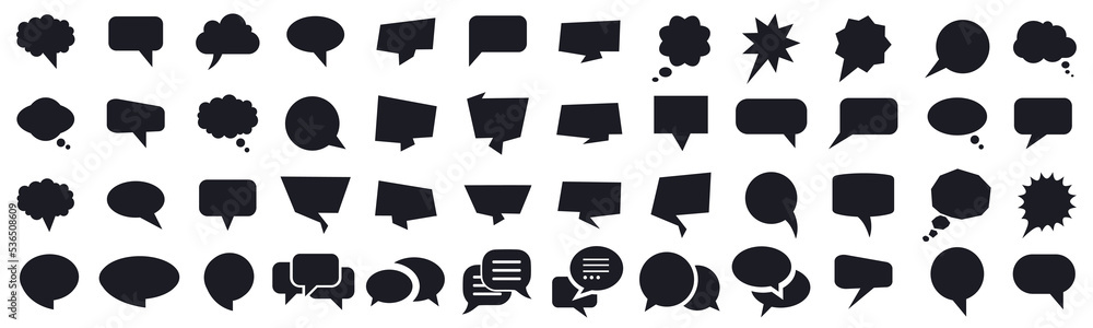 Poster Set different empty speech discussion bubble, chat sign - vector
