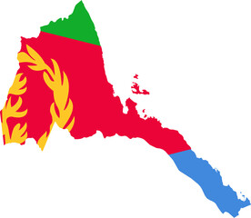 Eritrea Map Flag. Eritrean Border Boundary Country Shape Nation National Outline Atlas Flag Sign Symbol Banner. Transparent PNG Flattened JPG Flat JPEG