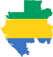 Fototapeta premium Gabon Map Flag. Gabonese Border Boundary Country Shape Nation National Outline Atlas Flag Sign Symbol Banner. Gabonaise Transparent PNG Flattened JPG Flat JPEG