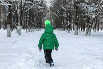 Young family with children in winter