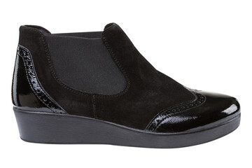 Women's black casual autumn boot, on a white background, isolate