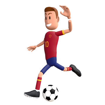 Football player free kick. Soccer player 3d character.