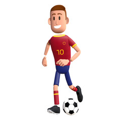 Football player running. Soccer player 3d character.