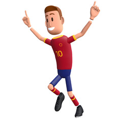 Fototapeta na wymiar Football player do goal celebration. Soccer player 3d character.