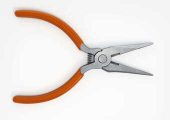 Long nose pliers isolated on white background. 3D illustration