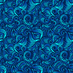 Seamless floral abstract elegant blue pattern