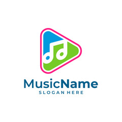 Play Music Logo Template Design Vector, Emblem, Design Concept, Creative Symbol, Icon