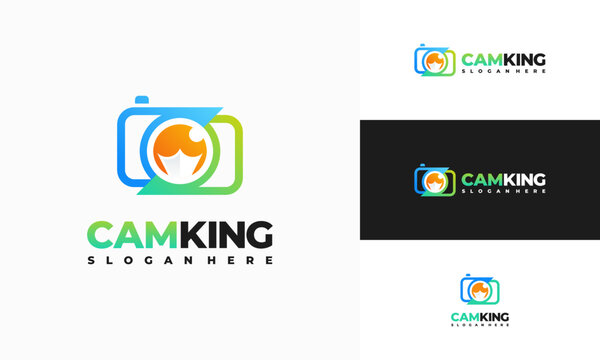 Camera Photography King logo designs concept vector, Security King Logo, CCTV Symbol
