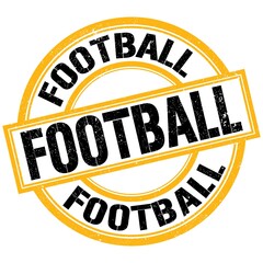 FOOTBALL text on yellow-black round stamp sign