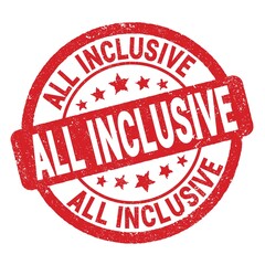 ALL INCLUSIVE text written on red round stamp sign.
