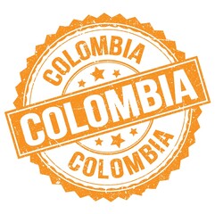 COLOMBIA text on orange round stamp sign