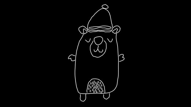 Bear Christmas Doodle Animation Alpha Background