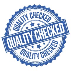 QUALITY CHECKED text on blue round stamp sign