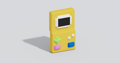 Retro handheld game console. Low poly 3D rendered illustration