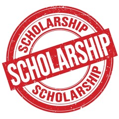 SCHOLARSHIP text written on red round stamp sign