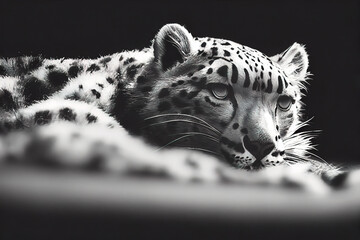 Tired Cute leopard lying down 3d illustrated 
