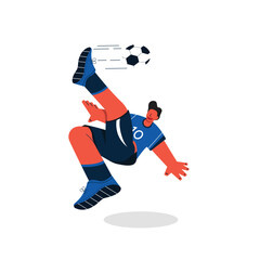 Illustration of a soccer player somersault kicking a ball. One technique of playing soccer.