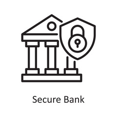 Secure Bank Vector Outline Icon Design illustration. Banking and Payment Symbol on White background EPS 10 File