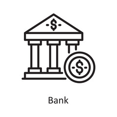 Bank Vector Outline Icon Design illustration. Banking and Payment Symbol on White background EPS 10 File