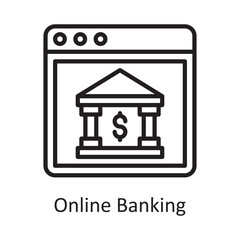 Online Banking Vector Outline Icon Design illustration. Banking and Payment Symbol on White background EPS 10 File