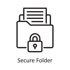 Secure Folder Vector Outline Icon Design illustration. Banking and Payment Symbol on White background EPS 10 File