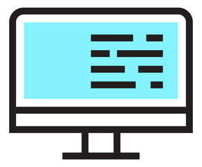 Monitor with text on screen. Digital paper work. Office job icon