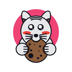 cat eat sweet cookie