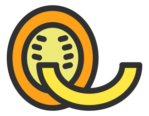 Melon icon. Honey cantaloupe. Sweet fleshy fruit