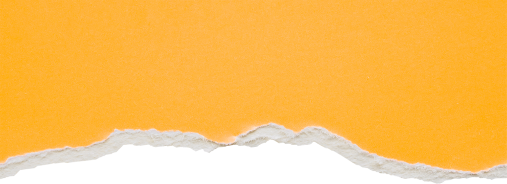 Yellow ripped paper torn edges strips isolated on white background