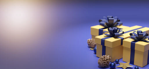 Christmas background with christmas decoration - 3d rendering