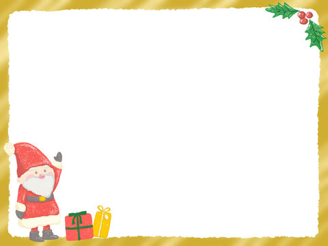 Christmas decoration frame dwarf santa claus cute hand drawn illustration / クリスマスの装飾フレーム 小人サンタクロースのかわいい手描きイラスト