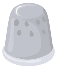Thimble icon. Cartoon metal finger protection for sewing