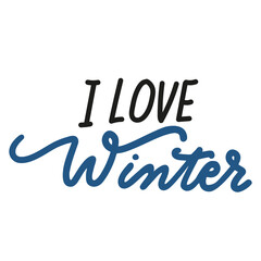 I love Winter Brush lettering isolated. Handwritten vector Illustration. Modern brush calligraphy.
