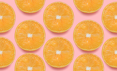 Oranges. Close up. Seamless pattern with ripe fresh citrus fruits