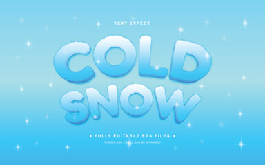 Fototapeta na wymiar Vector Editable Text Effect in Cold Snow Style