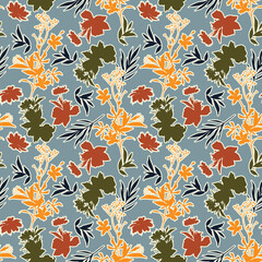 Naklejka na ściany i meble Modern botanical Plants and leaves Silhouette trendy seamless pattern vector Illustration