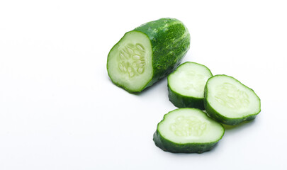 sliced cucumber isolated on white