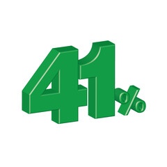 forty one 41 3d plastic effect number percentage symbol