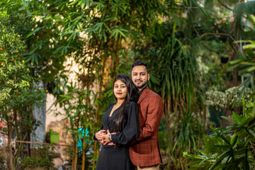 New Delhi, India - Oct 2 22: Pre wedding shoot of a young Indian couple at Photo Paradise studio in Delhi India.