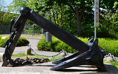 Anchor in the Neighborhood Holtenau in Kiel, the Capital City of Schleswig - Holstein