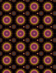 set seamless fuchsia and yellow sunrise flower pattern background design vector