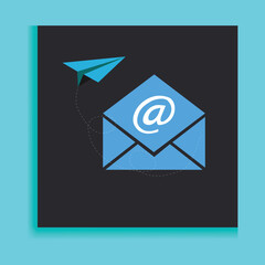 Flat mail sending with rocket concept vector illustration design envelope with email symbol.
